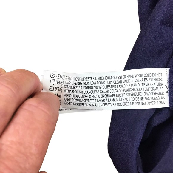 Slip Dress Navy Blue Small Strappy V Neck Adjustable Silky Look Cocktail - Picture 7 of 10